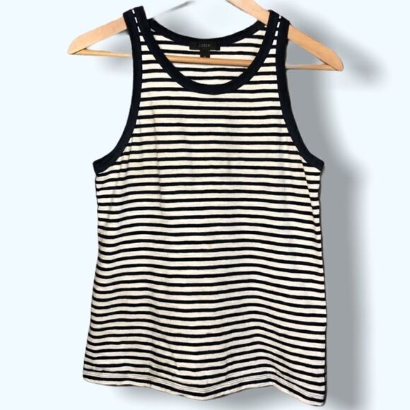 J. Crew Navy Striped Tank Top - Picture 1 of 7